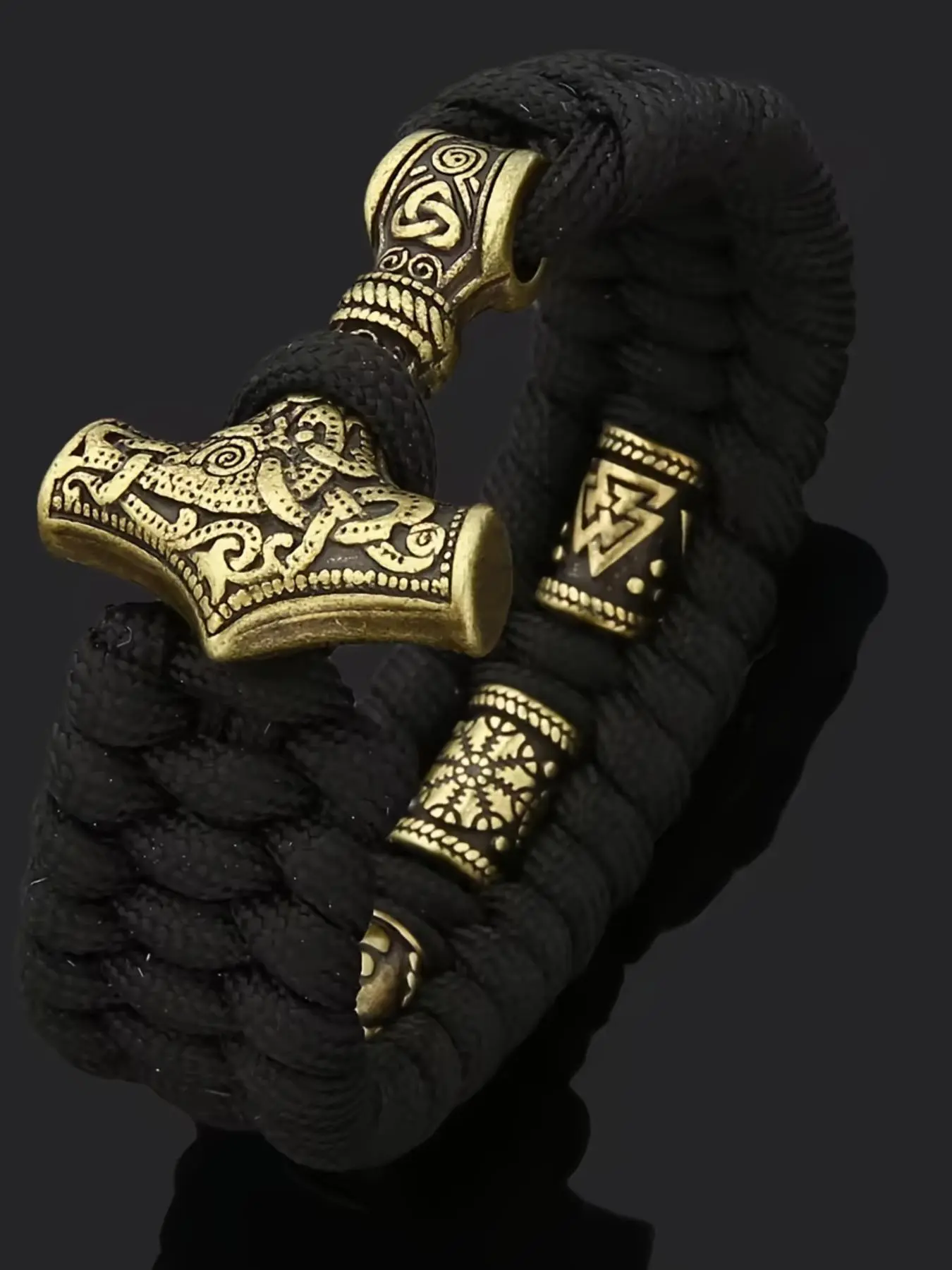 Men's Hammer Design Bracelet, Handmade Braided Bracelet, Stainless Steel Hammer Pendant Bracelet for Men