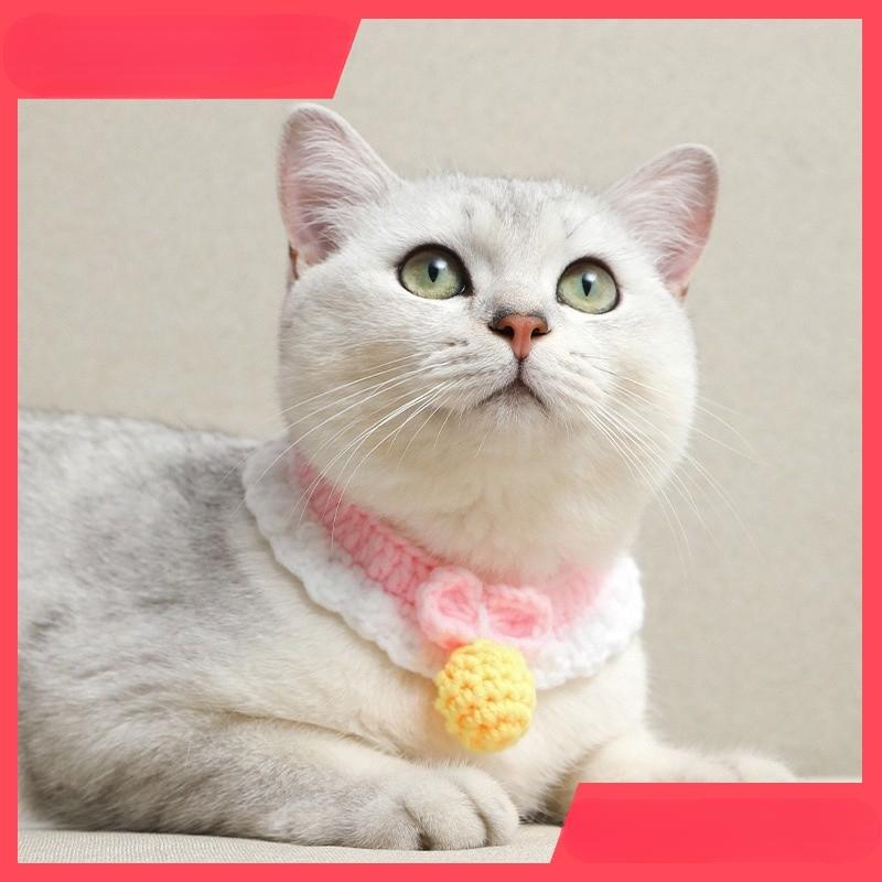 Product Introduction of English short cat collar, hand woven scarf, cute and adjustable blue cat neck rope, cute cat collar 10