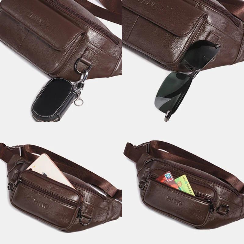 Waist Bag Pria Tas Slempang Pinggang Kulit Sintetis Tebal Import waterproof Waistbag 2