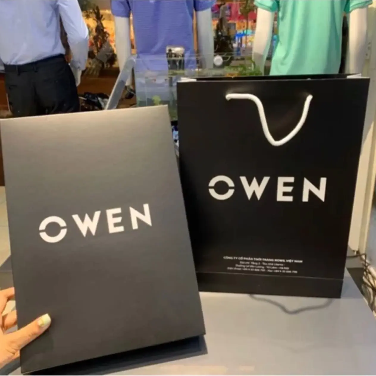 Combo hộp và túi giấy Owen