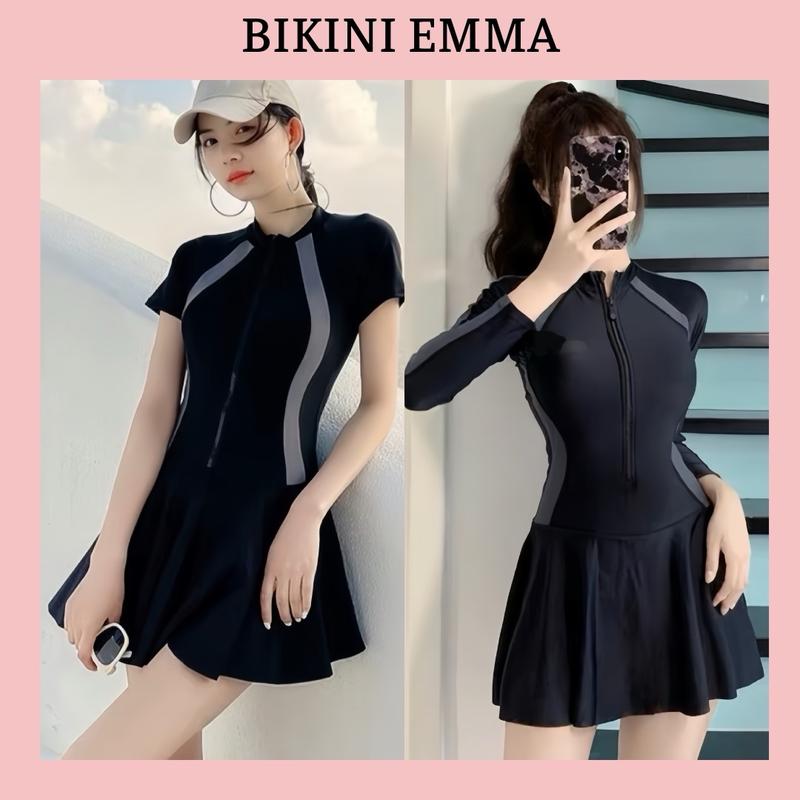 [ 4 Size M L XL XXL] Váy Bơi Thể Thao Liền Thân EMMA Kín Đáo Che Khuyết Điểm, Có Quần Đùi Trong Váy, Có Mút Đệm Sport