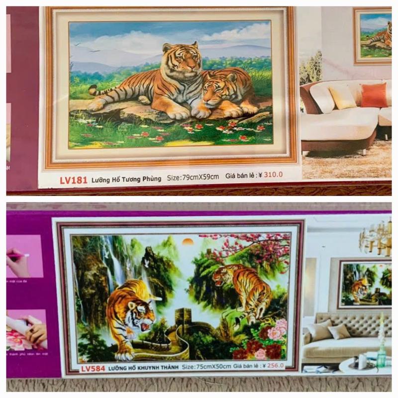 SHOP TRANH HÀ ĐOÀN - Tranh đính đá Lưỡng Hổ Tương Phùng LV181 & LV584 Cao Cấp 79x59cm & 75x50cm HandMade Trang Trí Nội Thất Quà Tặng Ý Nghĩa