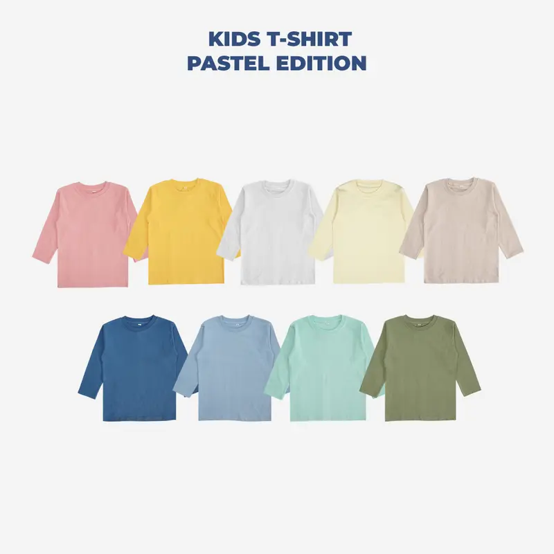 Kaos Polos Anak Lengan Panjang Unisex Cotton Combed 24s Usia 2 Tahun - 12 Tahun - PASTEL Colour Katun 0