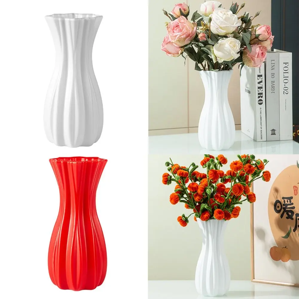 Home Decor White Red Modern Flower Vase Flower Arrangement Nordic Desktop Vase Plastic Creative Plant Bottle Wedding Ornament