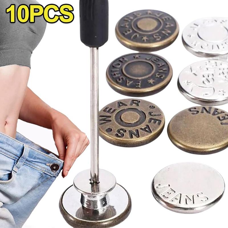 Nút Quần Jean Có Thể Tháo Rời 10 Cái / gói, Phụ Kiện May Quần Áo, Nút Mở Rộng Thắt Lưng, Khóa Thắt Lưng Không Đinh 17Mm, Thích Hợp Cho Quần Jean 1