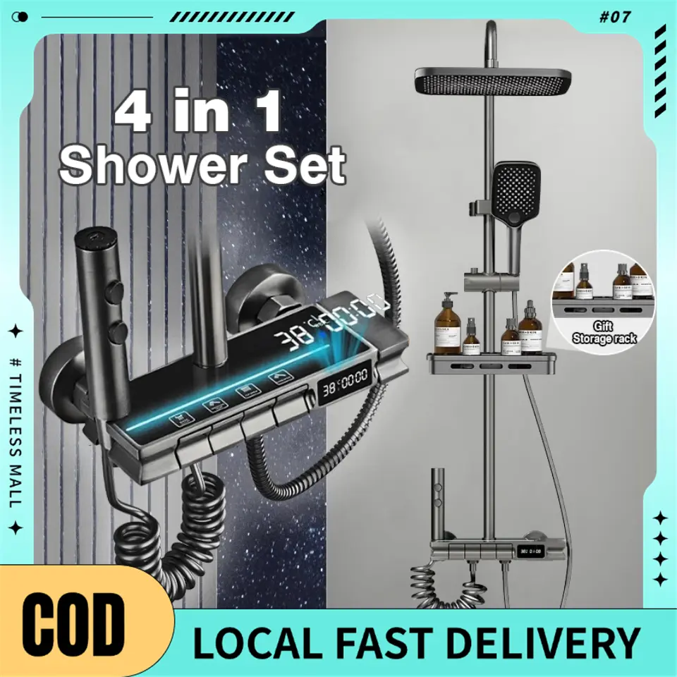 Shower Set 4 in 1 Square Piano Key Design Hot and Cold Shower Head Set ...