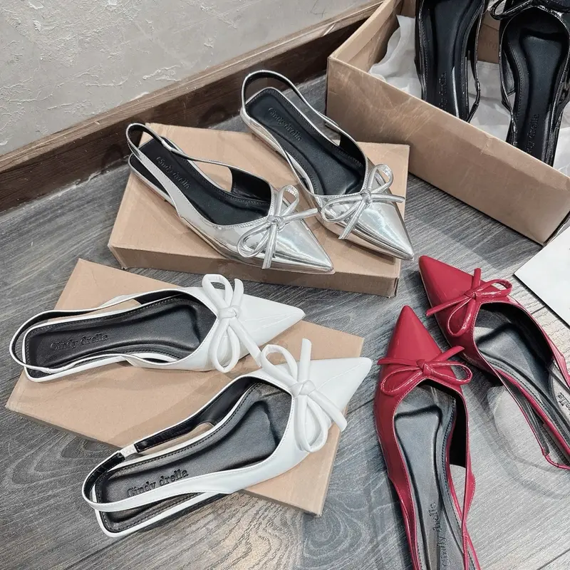 Sandal mũi nhọn nơ xinh đế bệt 3