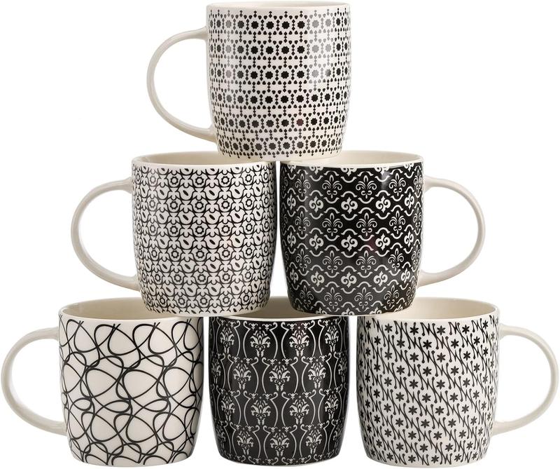 6 Pack 11.5 Oz Coffee Mugs Geometric Textured, Ceramic Coffe 6 Pack 11.5 Oz Coffee Mugs Geometric Textured, Ceramic Coffe