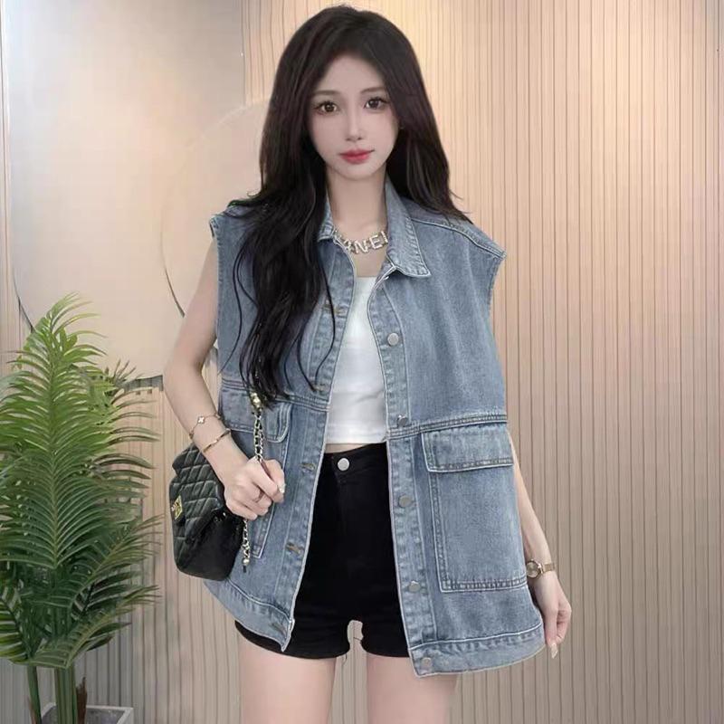 Áo khoác gile bò áo gile denim cổ đức chất liệu dày dặn dễ phối đồ hàng cao cấp Nữ Women