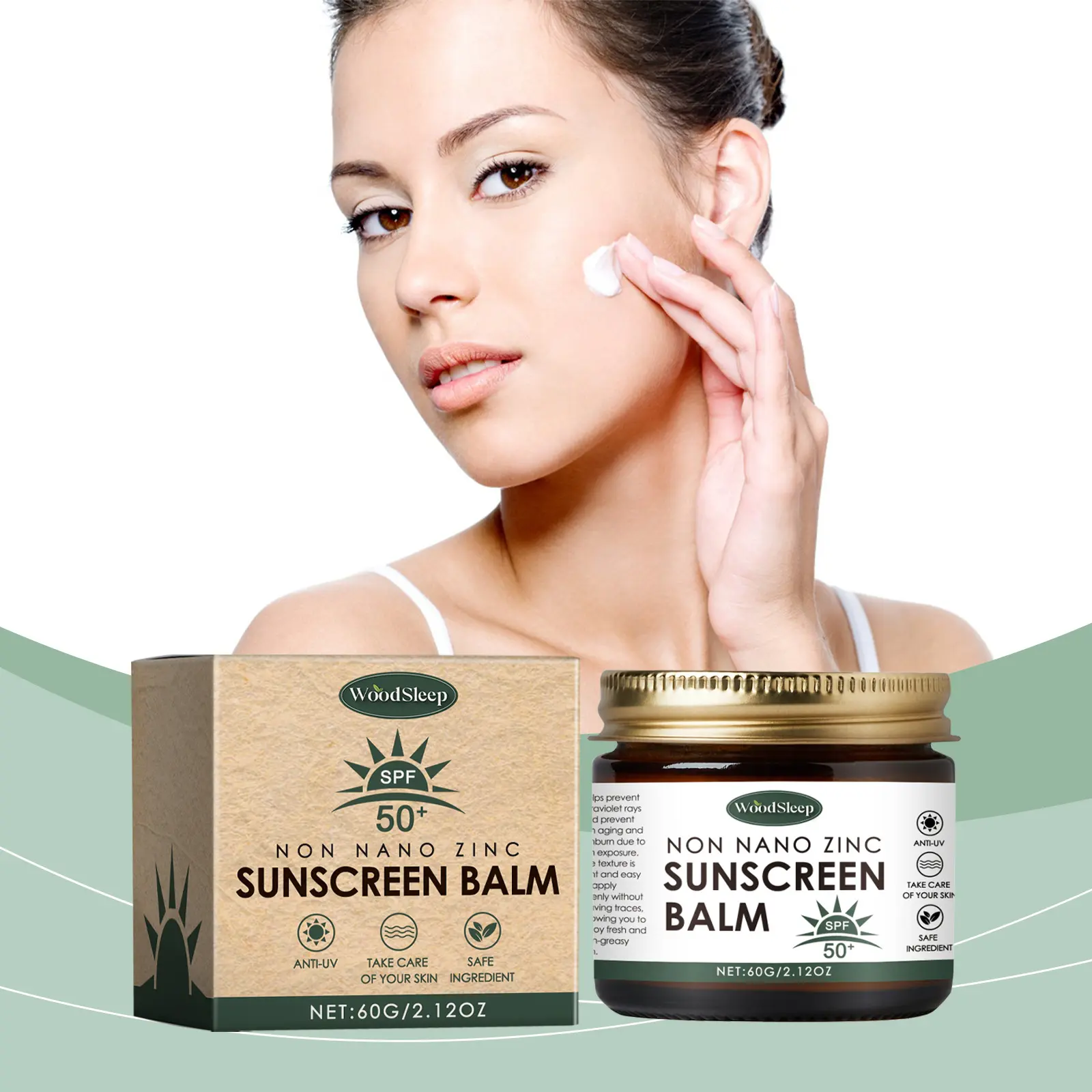 Protective cream, summer film-forming, sweat-proof, refreshing and non-greasy, skin care, deep hydration, effective UV protection, skin brightening, skin firming, sun care, 60g