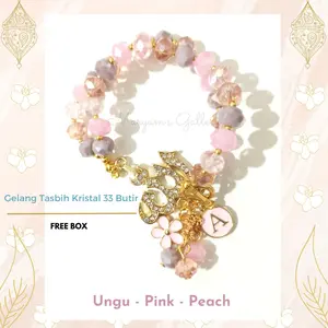 Tasbih Kristal 33 Butir Lafadz Mix Warna Cantik FREE BOX Bunga Muslim