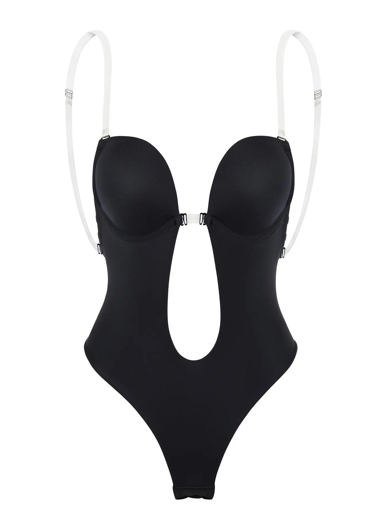 Women's  Plain Cut Out Backless Shapewear Bodysuit, Adjustable Strap Deep V Neck Shapewear Bodysuit, Tummy Control Butt Lifter Shaper for Daily Wear