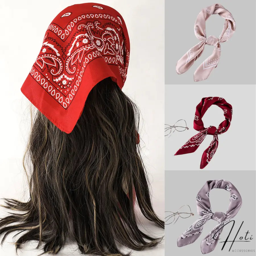 Khăn Choàng Cổ Lụa Unisex, Khăn Vuông Mùa Đỏ Chống Nắng Họa Tiết Đơn Giản Sang Trọng Đi Biển - HOTIVN - Mã KL094