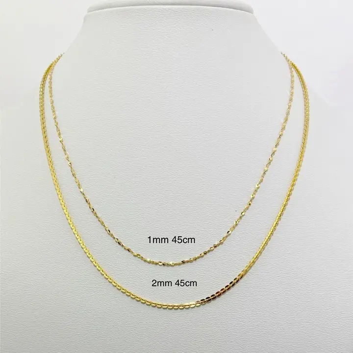 Dây chuyền titan, bản dây khế 45cm, khóa tròn, màu vàng chuẩn 18K, không đen gỉ, bền màu, đeo hằng ngày, phù hợp cho da nhạy cảm. Phụ kiện thời trang.