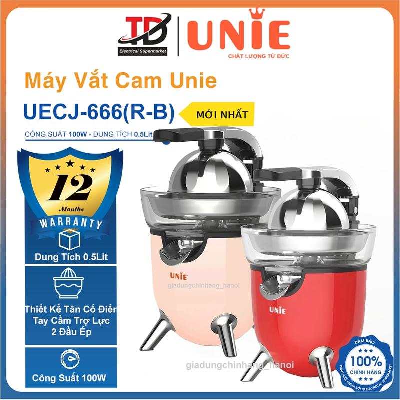 Máy Vắt Cam UNIE UECJ-666B, Công Suất 100W - Thiết Kế Tân Cổ Điển, Hàng chính hãnġ