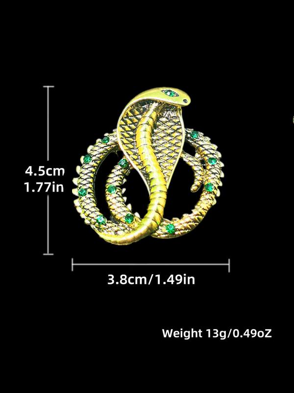 Fashion Rhinestone Decorated Snake Design Brooch Pin for Clothes, Punk Rock Party Boutique Men's Accessories, Classic Fashion Accessories for Daily Wear 1