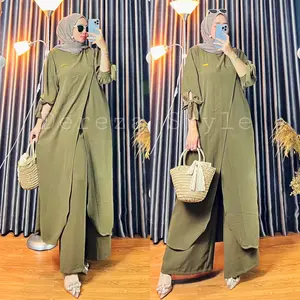 Setelan long tunik By Dereza style terbaru kekinian cringkel airflow Muslim Wanita Muslim Wanita