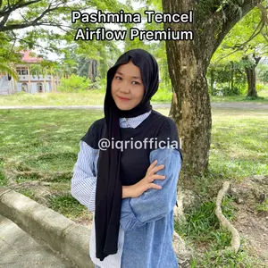 PASHMINA TENCEL AIRFLOW ORIGINAL (GRATIS POUCH) (IQRI HIJAB) Premium Super Meleyot & Nemplok