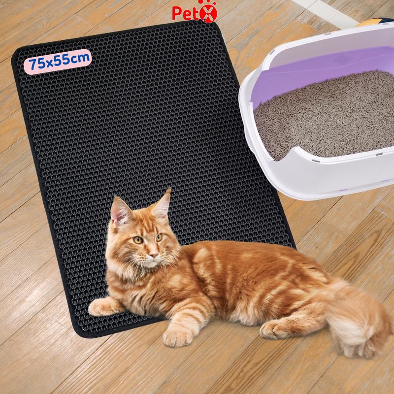 Thảm hứng cát mèo cho nhà vệ sinh khay chậu cát mèo cỡ vừa to nhỏ 50x40cm 60x45cm 75x55cm PetX