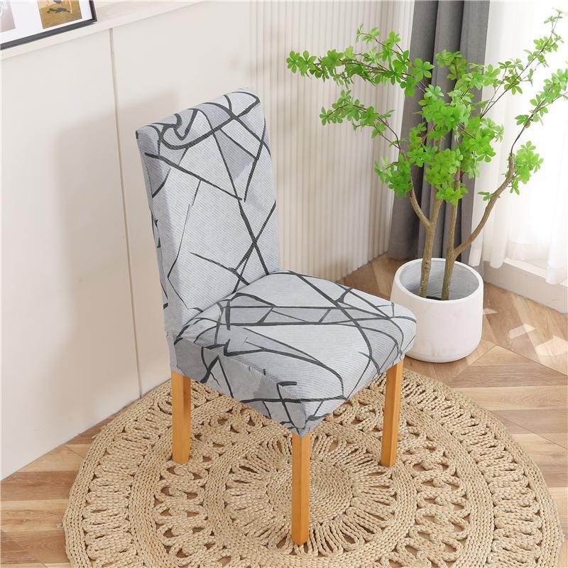 Geometric Pattern Chair Cover, 1/2/4/6 Counts Modern Simple Elastic Chair Slipcover, Dustproof Chair Protector for Home Dining Room Decor 6