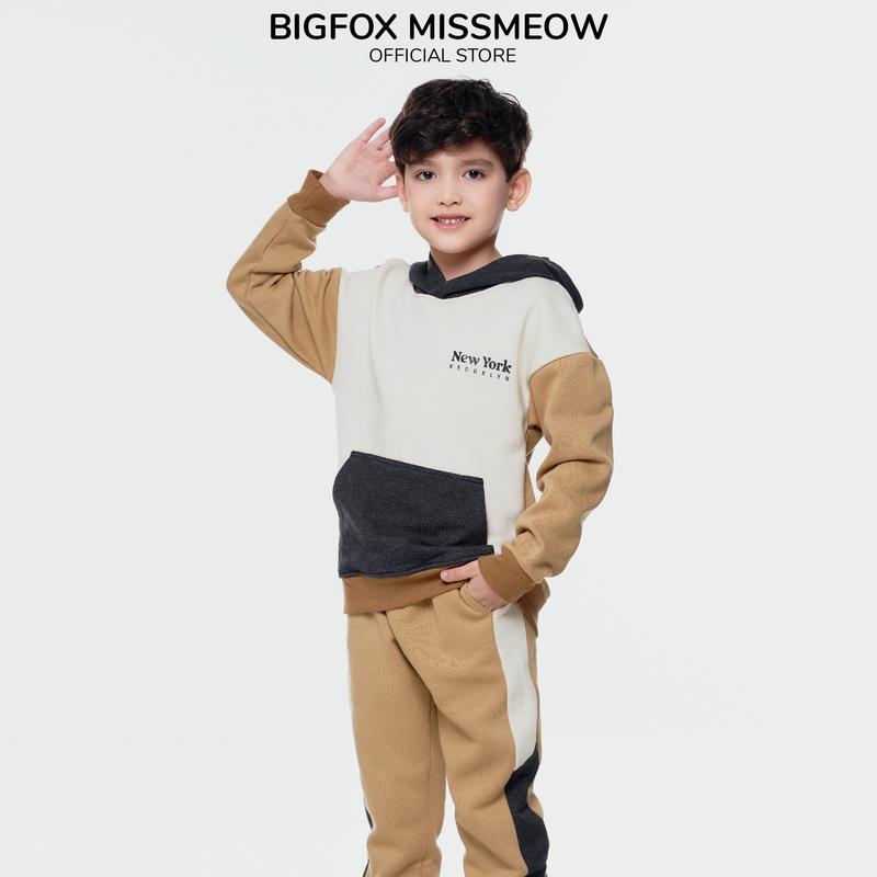 Bộ thu đông bé trai size đại BIGFOX MISS MEOW dài tay có mũ, vải nỉ bông ấm áp cho trẻ em cỡ 3,9,11 tuổi 20k 40kg 1992 1
