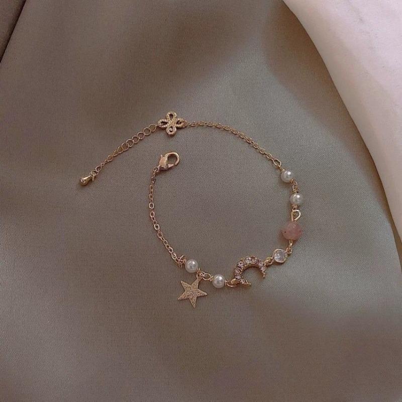 Vòng Tay Ngọc Trai Zircon, Thiết Kế Ngôi Sao Mặt Trăng, Dành Cho Phụ Nữ, Vòng Tay Cao Cấp, Phong Cách Hàn Quốc, Thời Trang Người Nổi Tiếng Trên Internet Hợp Xu hướng Vòng Tay Đơn Giản, Thích Hợp Cho Bạn Thân 3