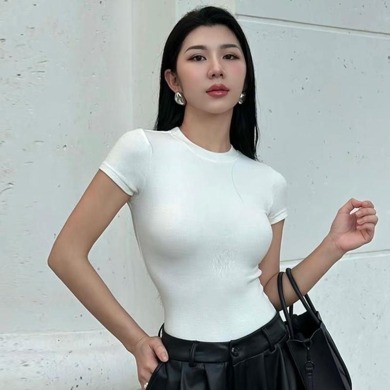  Wan Vn Áo Thun Nữ Basic Chất Gân Form Ôm Body Phong Cách Mát Mẻ Đơn Giản Dễ Phối Đồ Women Top Voi 