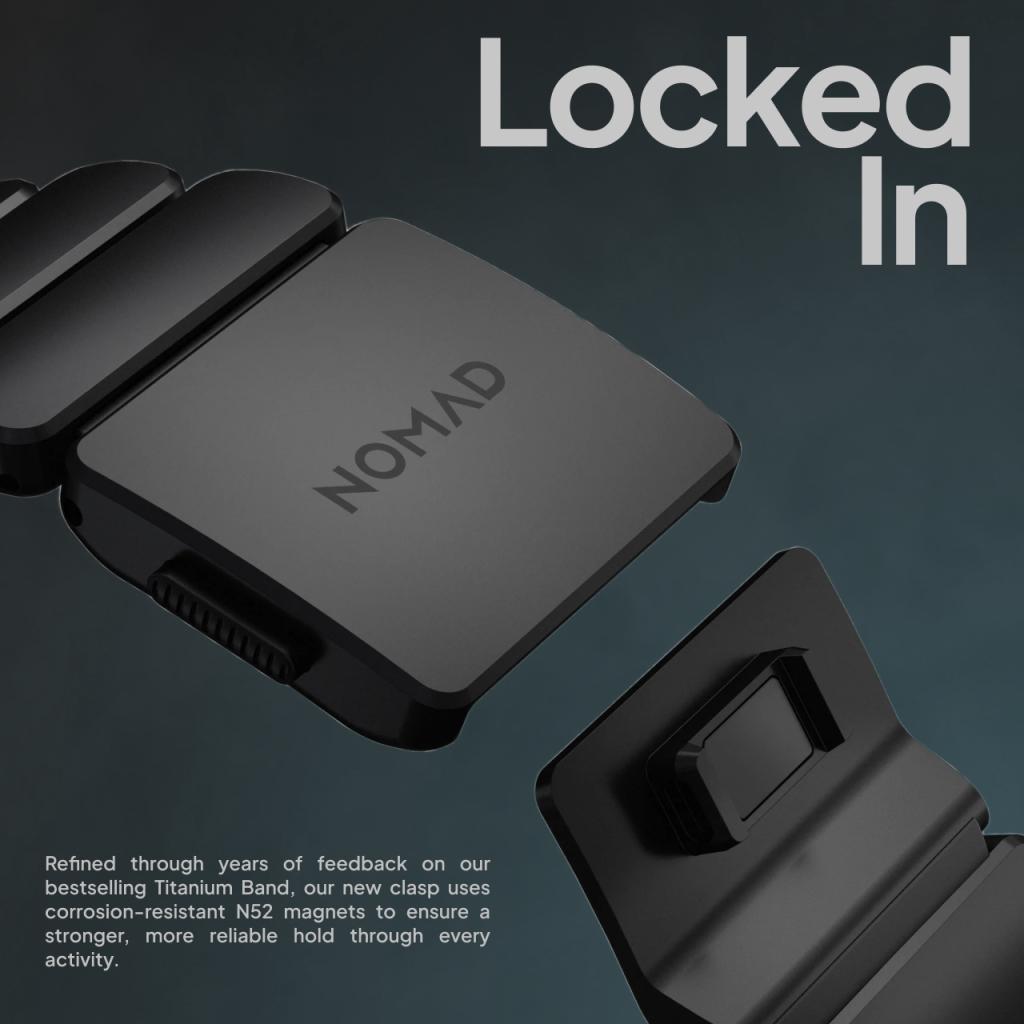 Nomad Apple Watch 49mm / 46mm / 45mm / 44mm / 42mm (Series 3 / 2 / 1) Stratos Band Black Titanium - Black FKM NM011154858 (Online Eksklusif)