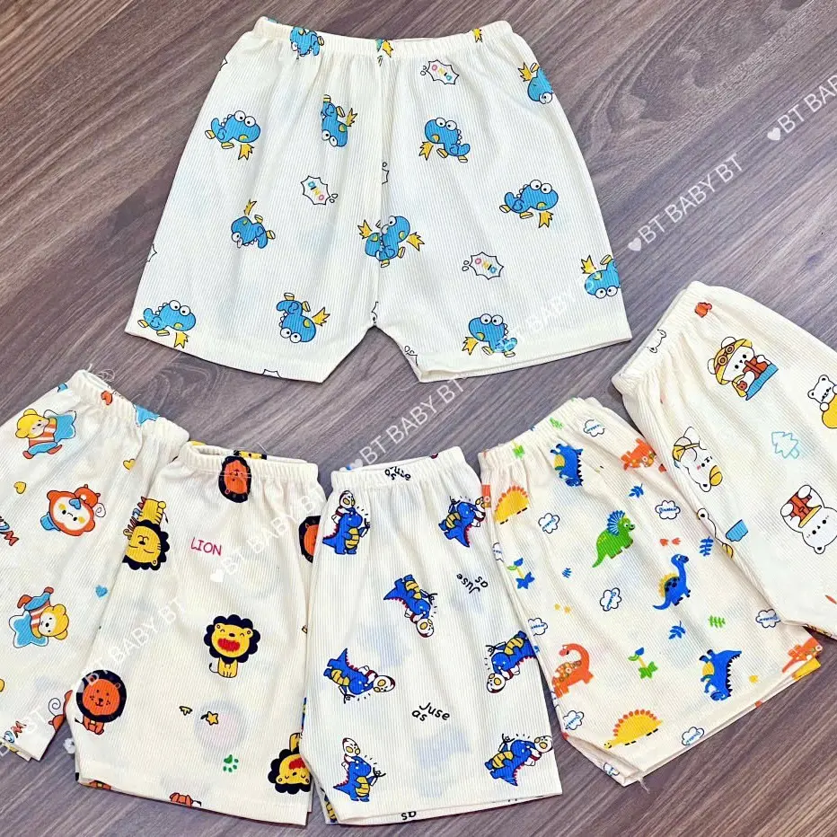 Sét 10 quần đùi thun tăm lạnh hoạ tiết mặc mát cho bé trai, bé gái từ 3-16kg(0-3 tuổi) , Trẻ sơ sinh Len quanthun lanh