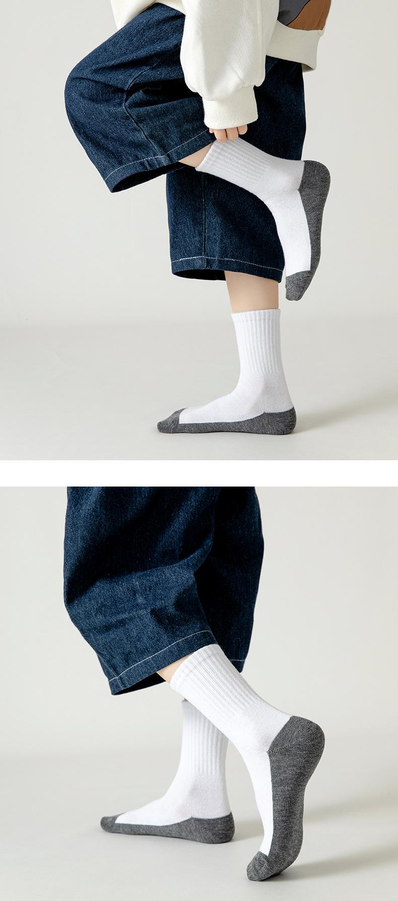 Product Introduction of [5 pair]Pure White Children'S Student Socks. Four Seasons Style. Black, White And Gray Cotton Mid-Calf Socks. Baby Socks. Sports Socks. 5
