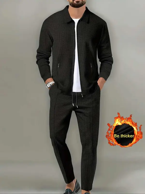 Sporty Two-piece Set Men's Plain Zip Up Jacket & Drawstring Waist Pants Tracksuit Set, Men's Sportswear for Gym Workout Running, Casual Gym Wear, Athleisure Style, Athleisure Summer Clothes 3