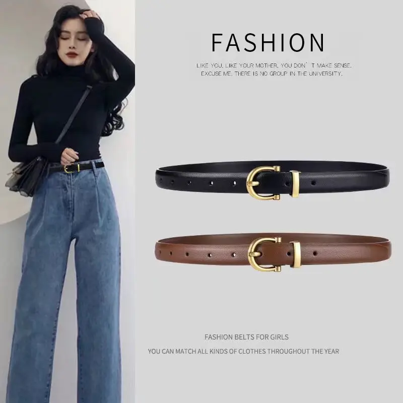 Internet Hot Women's Belt Pin Buckle Thin Belt Korean Style Student Casual Simple Tight Jeans Dress