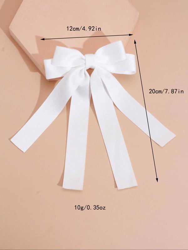 Elegant Double Layered Bow Design Hair Clip, Solid Color Long Tail French Hair Clap, Fashionable Hair Accessories for Women & Girls, Barrettes 1