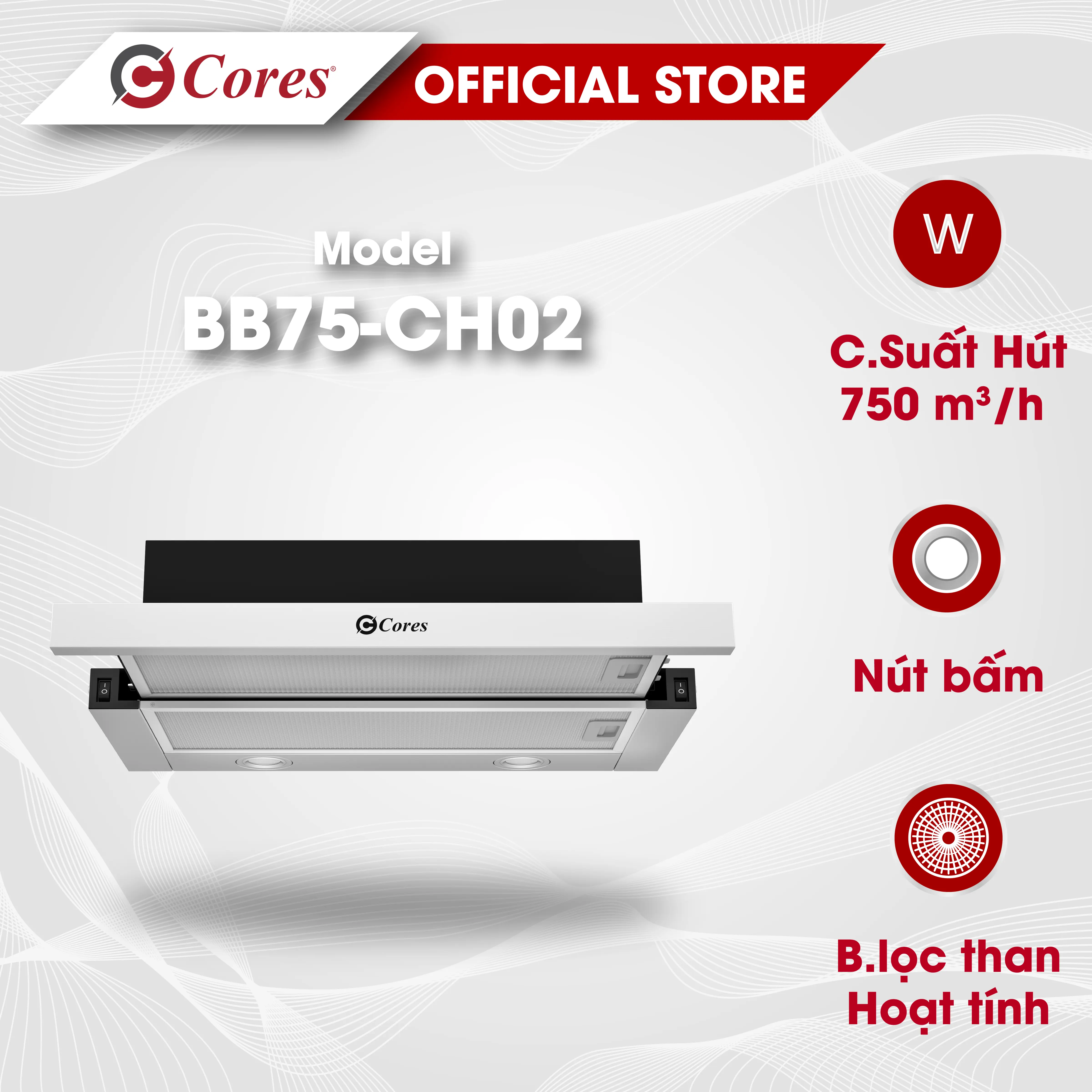 Máy Hút Mùi Âm Tủ Cores BB75-CH02