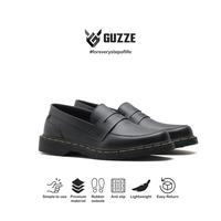 Gambar Sepatu Loafers Pria Casual Guzze Antonio Slip on Docmart Formal Hitam Shoes Flat Sneakers Kerja - hitam, 38 dari Guzze Kab. Garut 1 Tokopedia