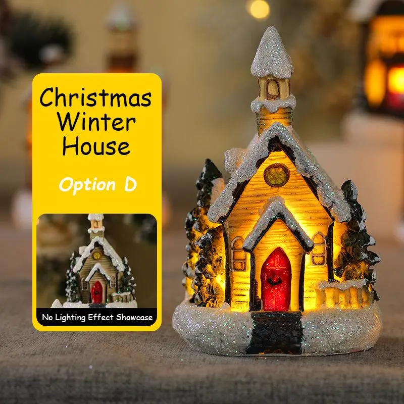 Christmas Winter Village House Design LED Light, Battery Required Christmas House Ornament Light, Indoor Decoration for Home Living Room Bedroom, Christmas Gifts, Santa Presents (Without Battery), Home Decor 7