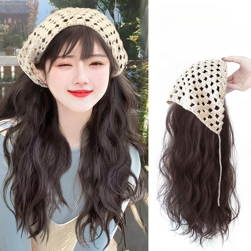 Khăn Trùm Đầu Tam Giác, Phong Cách Ngày Lễ Phổ Biến Với Tóc Giả Một Mảnh, Nữ, Tóc Xoăn Dài, Nửa Che Đầu