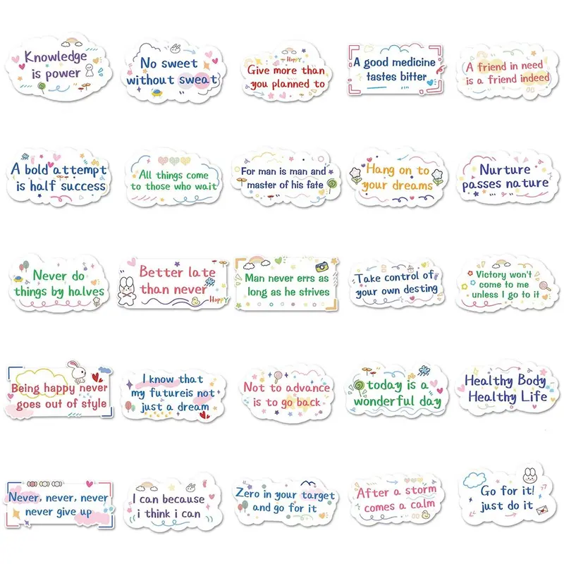 100pcs Motivational English Graffiti Pattern Sticker, Creative Graffiti Decorative Sticker For Computer, Notebook, Luggage, Refrigerator 4
