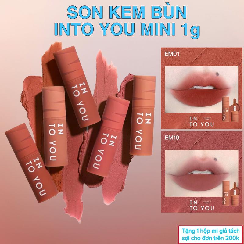 [chính hãng] Son kem lì, son bùn INTO YOU mini 1g matte, công dụng kép cho môi và má, mềm mịn như nhung