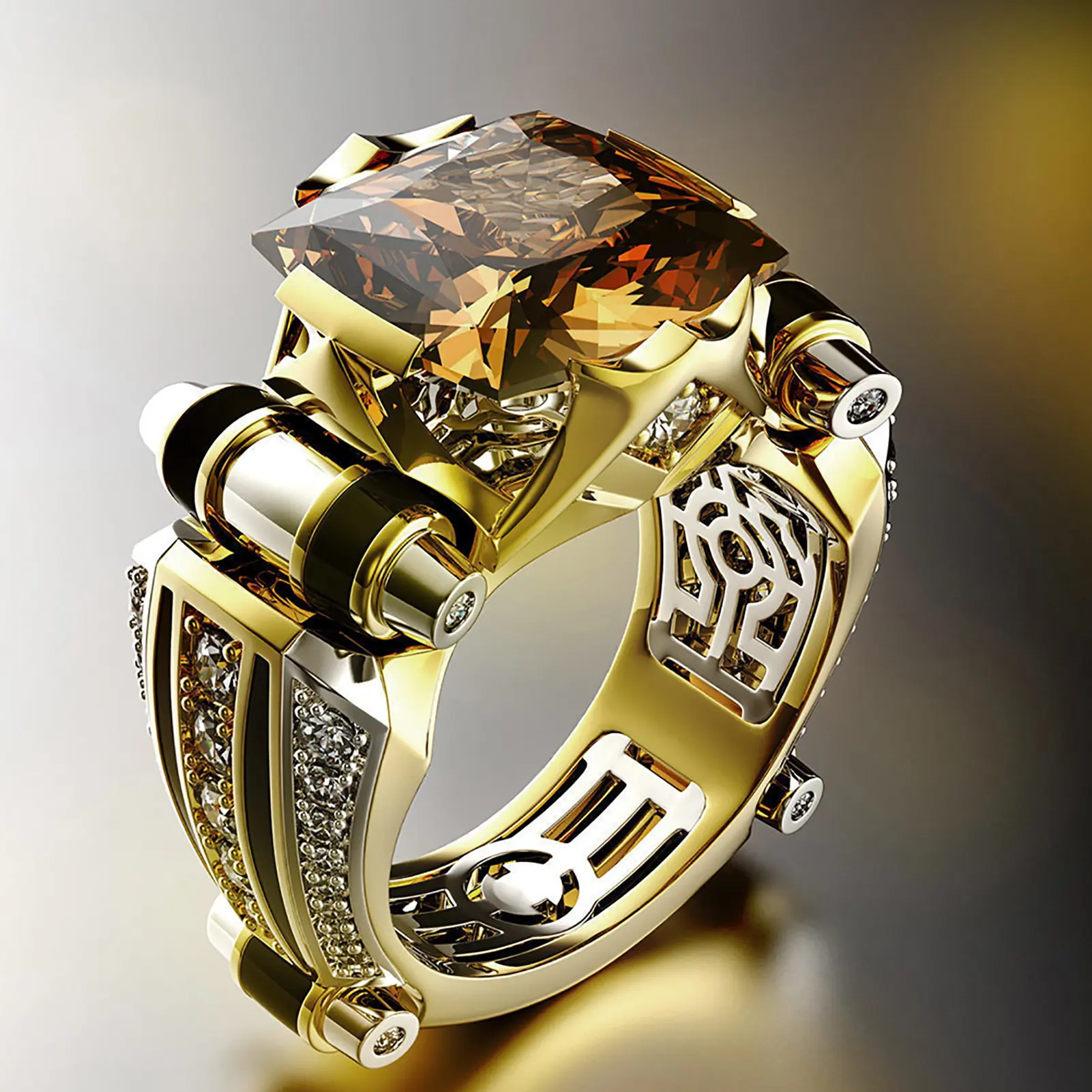Eleortto-Nhẫn Ngón Tay Chạm Khắc Cho Nam, Trang Sức Cổ Điển, Quà Tặng, Đồng, Kim Cương Giả, Cho Cuộc Sống Hàng Ngày