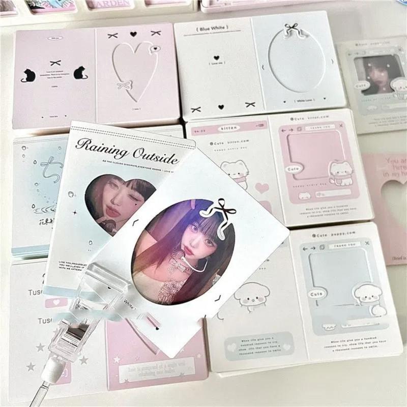 asdfger 6pcs/30pcs New Folding Photocard Holder Hollow Kpop Photo Card Back Card DIY 3 Inch Packing Fixed Cardboard Idol Photo 1
