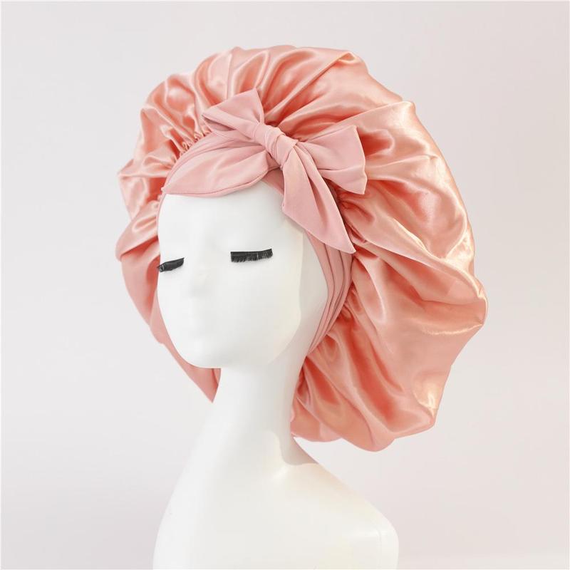 Solid Color Lace Up Front Double Layer Headband, Pleated Design Solid Matching Wide Band Hair Bonnet, Sleeping Bonnet for Spring Summer Women 3