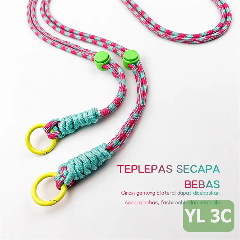 Tali Hp Gantungan Kalung Tali Dikepang Yang Dapat Disesuaikan Tali Ponsel Selempang Rantai Gantung 4