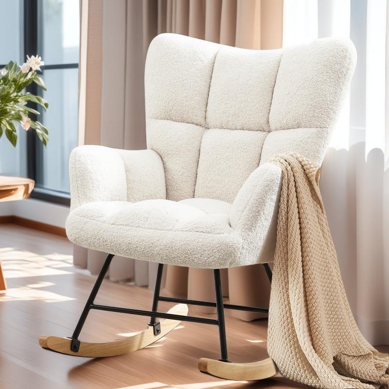 Nursery Rocking Chair Teddy Upholstered Glider Rocker Rocking Accent ...