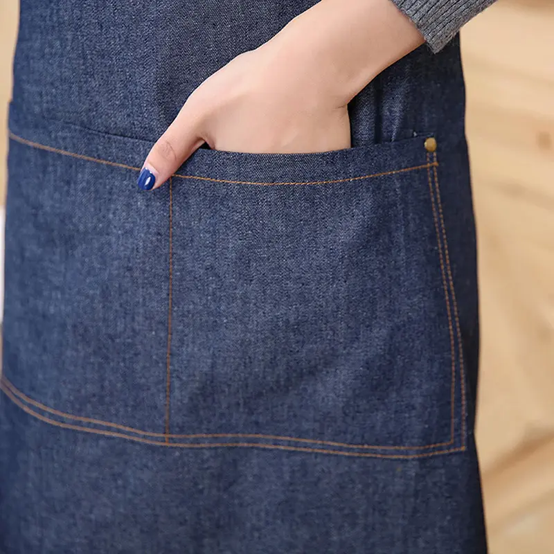 Váy Tạp Dề Yếm, Dành Cho Người Lớn, Màu Xanh Denim, Thích Hợp Để Nấu Ăn, Nhà Bếp, Phục Vụ Khách Hàng, Có Túi, Làm Việc Nhà Hàng 8