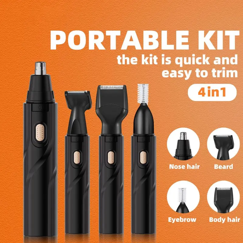 4 in 1 Rechargeable Professional Electric Hair Trimmer Kit, Ear & Nose Hair Trimmer, Beard Face Eyebrows Removal Shaving Body Grooming Kit 3