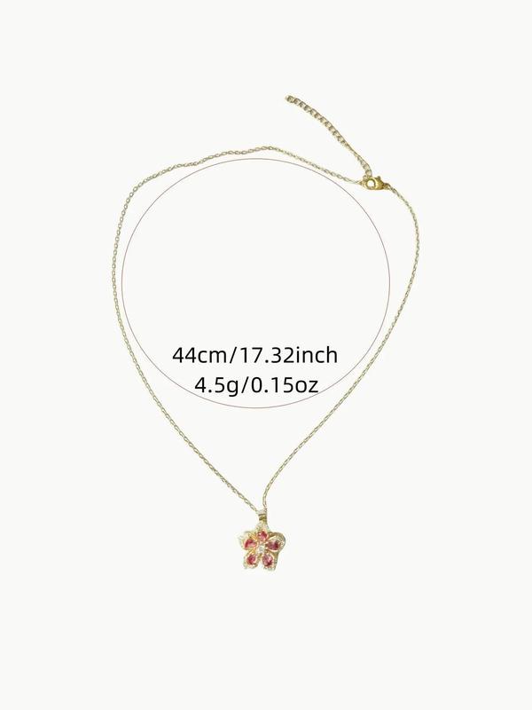 Rotatable Flower Design Pendant Necklace for Women, Rhinestone Decor Necklace for Party, Daily Clothing Decor, Trendy & Exquisite Jewelry for Holiday Parties 1