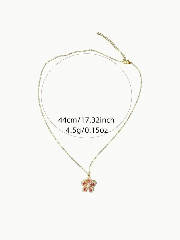 Rotatable Flower Design Pendant Necklace for Women, Rhinestone Decor Necklace for Party, Daily Clothing Decor, Trendy & Exquisite Jewelry for Holiday Parties 1