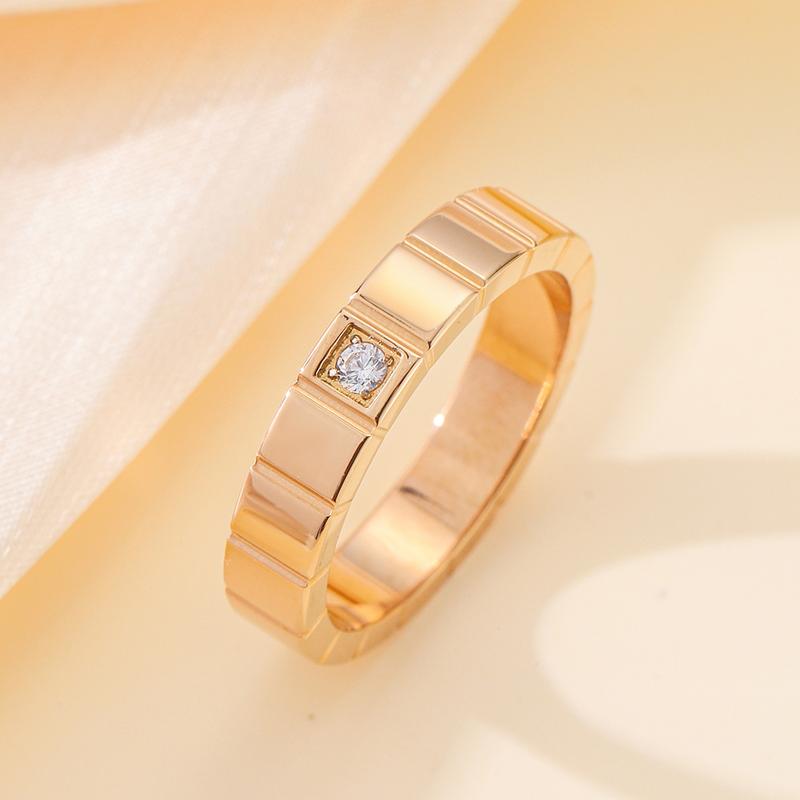 Product Introduction of Popular Fashion Couple Couple Rings Ice Cube Diamond-Studded Ring Titanium Steel No Fading Special-Interest Design Simple Men's and Women's Ring Gift 2
