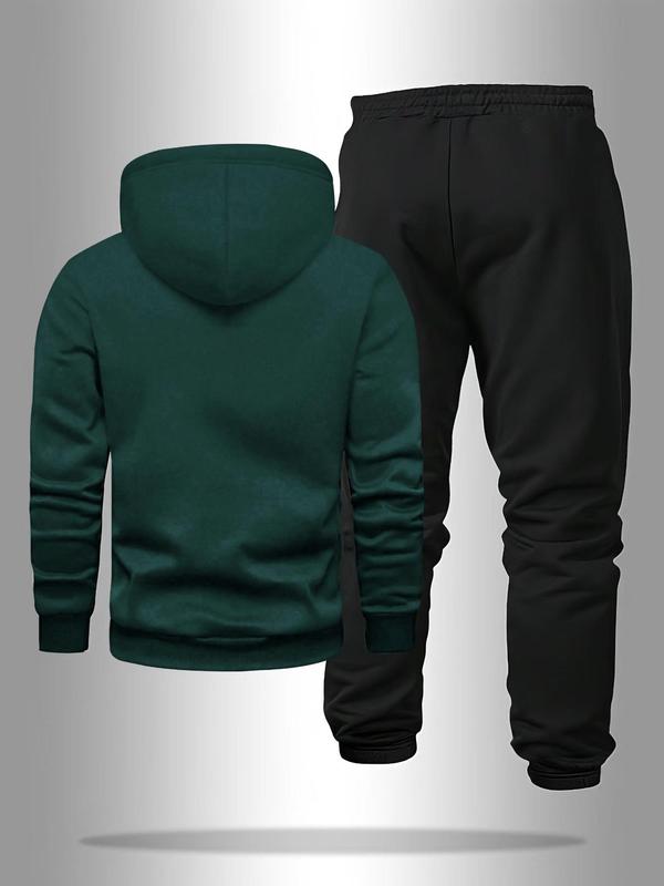 Men's Letter Print Drawstring Hoodie & Pocket Sweatpants Two-piece Set, Casual Long Sleeve Hooded Top & Jogger Pants for Fall & Winter, Men's Two-piece for Daily Wear, Mens Paris Tracksuit, Winter Outfits, 2000s Streetwear Outfits 5